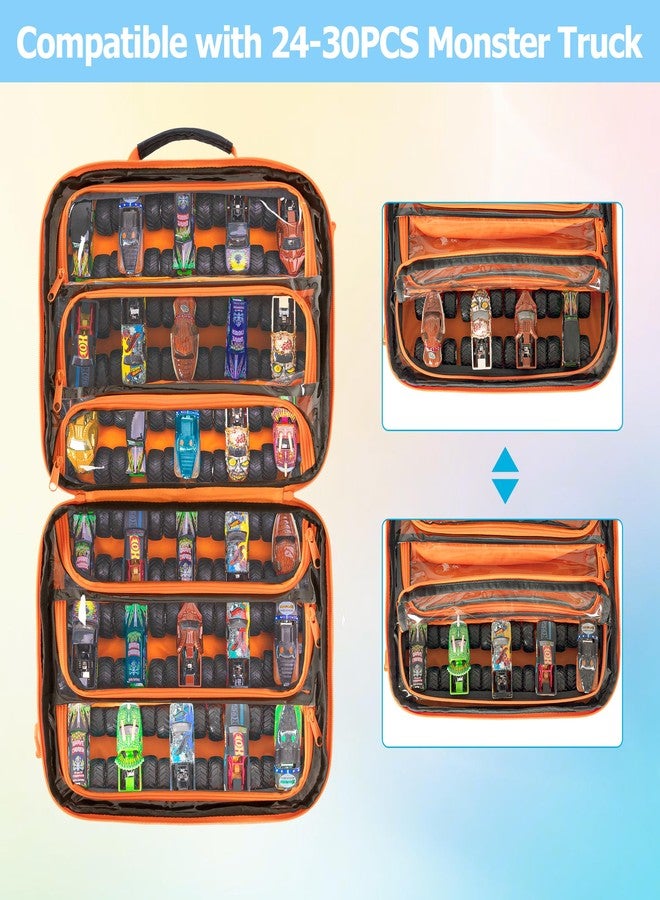 GRAOSO Toy Cars Carry Case Compatible with Hot Wheels Monster Trucks, Travel Truck Storage Compatible with Monster Jam Trucks up to 30, with Display Front Pocket for 1:64 Scale Mini Toy Cars, Blue, Bag Only - Image 2